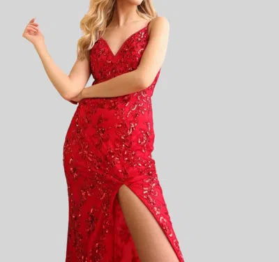 Primavera Stunning Long Evening Dress In Red