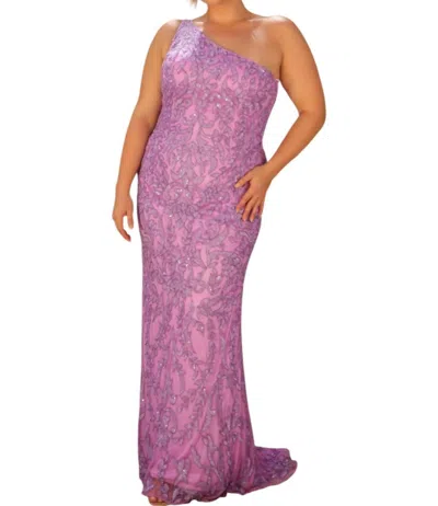 Primavera Stunning One-shoulder Prom Dress In Lavender In Multi