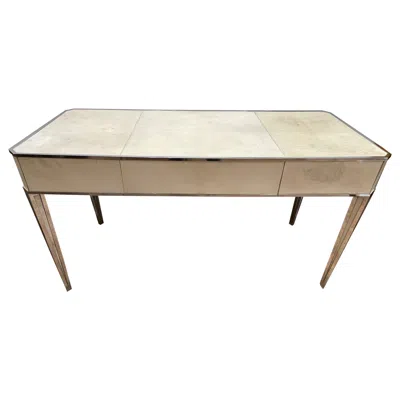 Pre-owned Primavera Superb Parchment Covered Desk By , Art Deco, France, 1930's In Brown