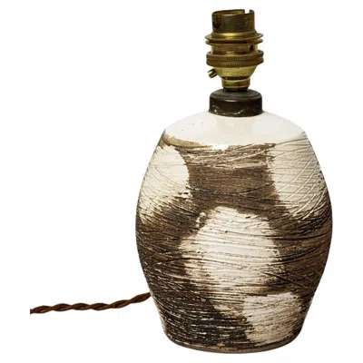 Pre-owned Primavera White And Black Art Deco Ceramic Table Lamp Att. To  1930 20th Century