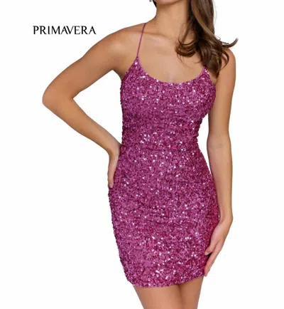 Primavera Women's Cocktail Dress In Fuchsia In Purple
