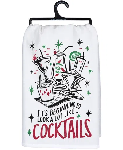 Primitives By Kathy Cocktails Kitchen Towel In White