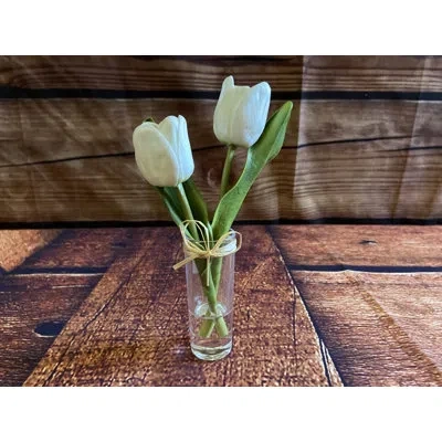 Primitives By Kathy Cream Artificial Tulip In Glass Jar In White