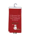 Primitives By Kathy Dish Towel Cat Ornaments In Red And White