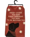 Primitives By Kathy Every Cookie You Bake Every Ornament You Make I'll Be Watching You Kitchen Tea Towel In Red