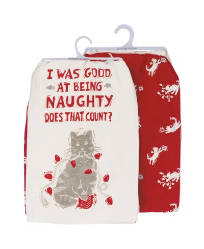 Primitives By Kathy I Was Good At Being Naughty Does That Count Kitchen Towel Set In Multi