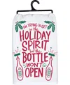 Primitives By Kathy I'm Trying To Get In The Holiday Spirit But The Bottle Won't Open Kitchen Towel In Red And White