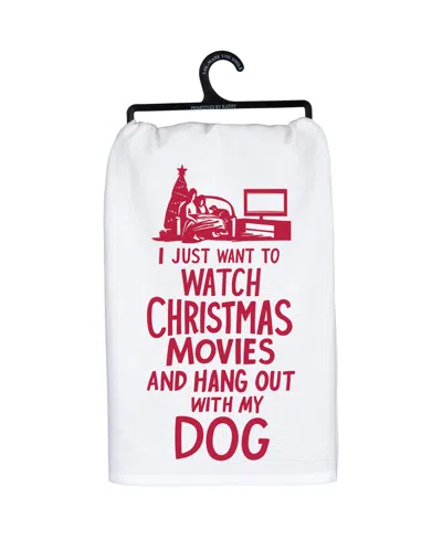 Primitives By Kathy Just Want To Hang Out With My Dog Kitchen Towel In White