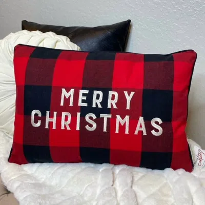 Primitives By Kathy Merry Christmas Buffalo Check Plaid Pillow In Red/black