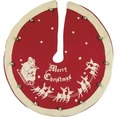 Primitives By Kathy Santa And Sleigh Vintage Tree Skirt - 12" In Red