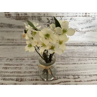 Primitives By Kathy White Artificial Dogwood Blossoms In Glass Jar