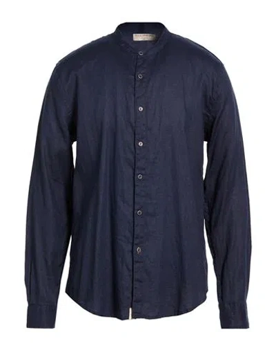 Primo Emporio Man Shirt Navy Size Xxl Linen In Blue