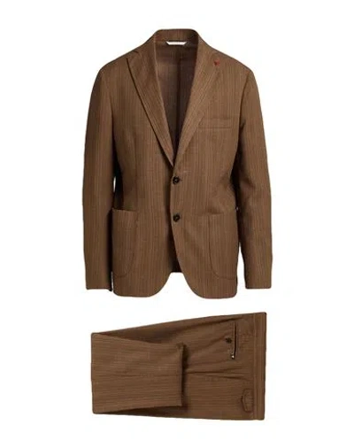 Primo Emporio Man Suit Brown Size 46 Polyester, Viscose, Linen