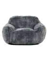 Primo International 30" Tore Faux Fur Foam Bean Bag Chair In Gray