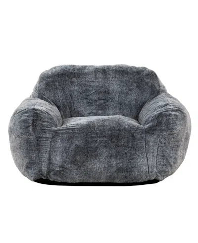 Primo International 30" Tore Faux Fur Foam Bean Bag Chair In Gray