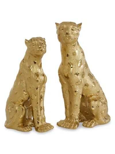 Primrose Valley Kids' 2 Piece Resin Leopard Sculputure Set In Gold