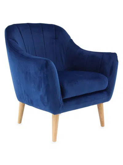Primrose Valley Kids' Channeled Velvet Accent Chair In Blue