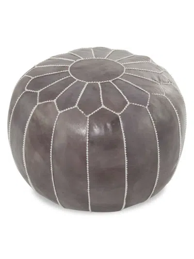 Primrose Valley Kids' Round Leather Pouf In Gray