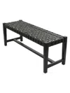 PRIMROSE VALLEY WOVEN DESIGN WOOD & LEATHER BENCH