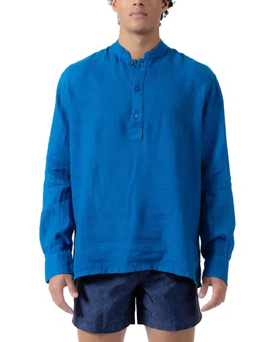 Prince And Bond Edward Linen Shirt In Blue