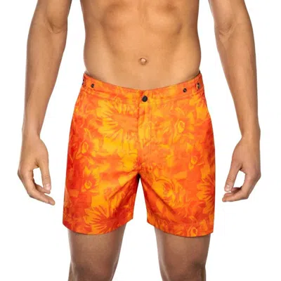 Prince And Bond Elvio Sunburst Swim Shorts In Orange