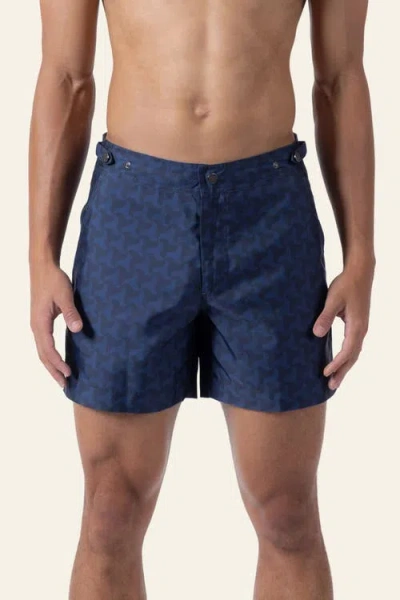 Prince And Bond Prince & Bond Elvio Tailored Printed Swimshort In Blue