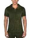 Prince And Bond Riviera Velour Polo Shirt In Green
