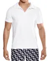 Prince And Bond Riviera Velour Polo Shirt In White