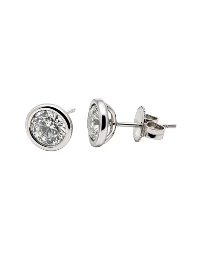 Prince Diamond & Jewelry 14kw Bezel Set Cvd Studs Igi Cert 2.00 Cts. In Metallic