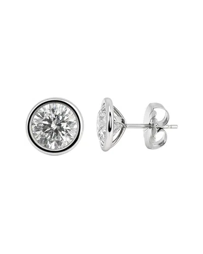 Prince Diamond & Jewelry 14kw Bezel Set Cvd Studs Igi Cert 5.00 Cts. In Silver