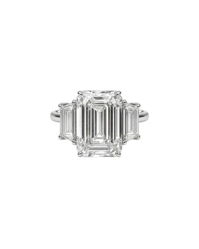 Prince Diamond & Jewelry 14kw Cvd Emerald Cut 3stone Diamond Ring 6.67 Cts. In Metallic