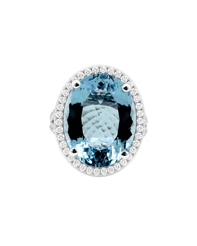 Prince Diamond & Jewelry Platinum 12.78 Ct. Tw. Lab-grown Diamond Statement  Ring In Blue