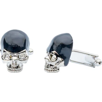 Prince Of Scots Black Crystal Skull Cufflinks In Brown