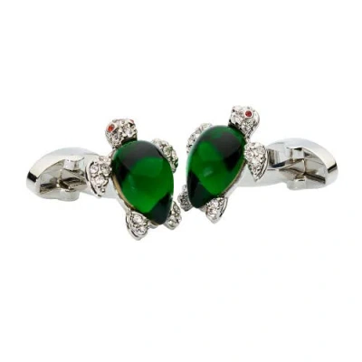 Prince Of Scots Crystal Turtle Cufflinks In Green