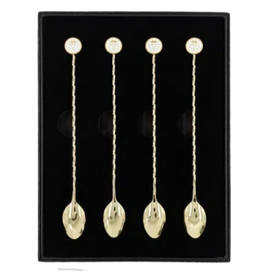 Prince Of Scots French Cocktail Spoons Gift Set In Gold