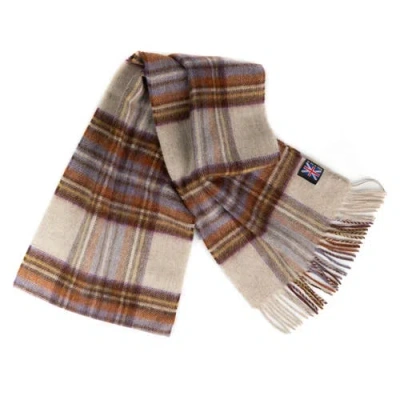 Prince Of Scots Fringed Merino Wool Scarf In Purple