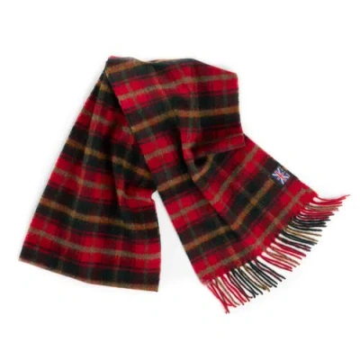 Prince Of Scots Fringed Merino Wool Scarf In Red