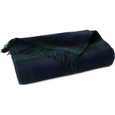 Prince Of Scots Highland Tartan Tweed Merino Wool Throw In Black
