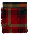 Prince Of Scots Highland Tweeds Shetland Lambswool Throw, 55 " X 72" In Red
