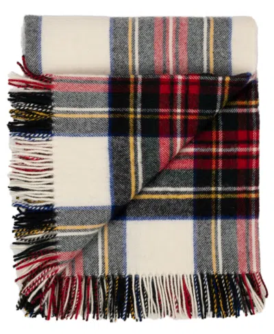 Prince Of Scots Highland Tweeds Shetland Lambswool Throw, 55 " X 72" In White