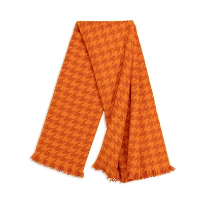 Prince Of Scots Houndstooth Naturally Weighted Wool Throw In Orange