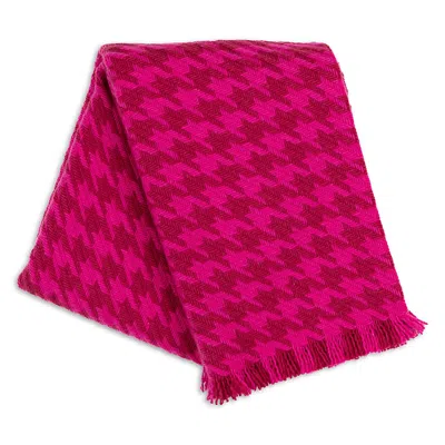 Prince Of Scots Houndstooth Naturally Weighted Wool Throw In Pink