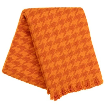 Prince Of Scots Southampton Home Naturally Weighted Houndstooth Throw In Orange