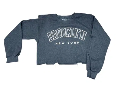 Prince Peter Brooklyn Varsity Cropped Pullover Sweatshirt In Gray