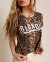 Prince Peter Call Me Cut Off Snake Print Tee In Brown In Animal Print