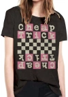 PRINCE PETER CHEAP TRICK CHECKERBOARD CROP TEE IN BLACK