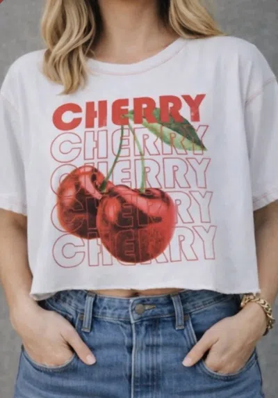 Prince Peter Cherries Repeat Crop Tee In White