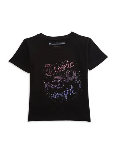 Prince Peter Collection Kids' Girl's Cosmic Cowgirl Graphic T-shirt In Black