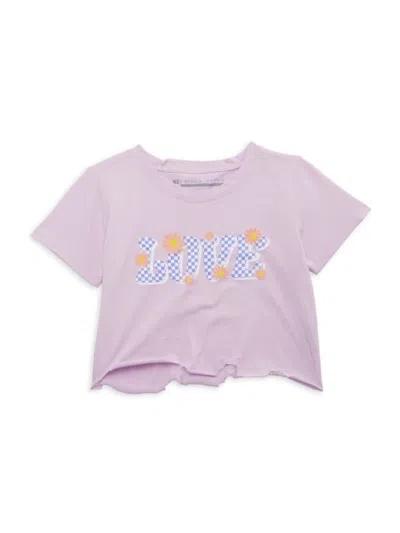 Prince Peter Collection Kids' Girl's Love Flower Graphic Cropped T-shirt In Lilac