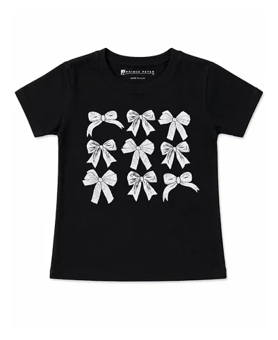 Prince Peter Collection Girls' All Over Bows Tee - Big Kid In Black
